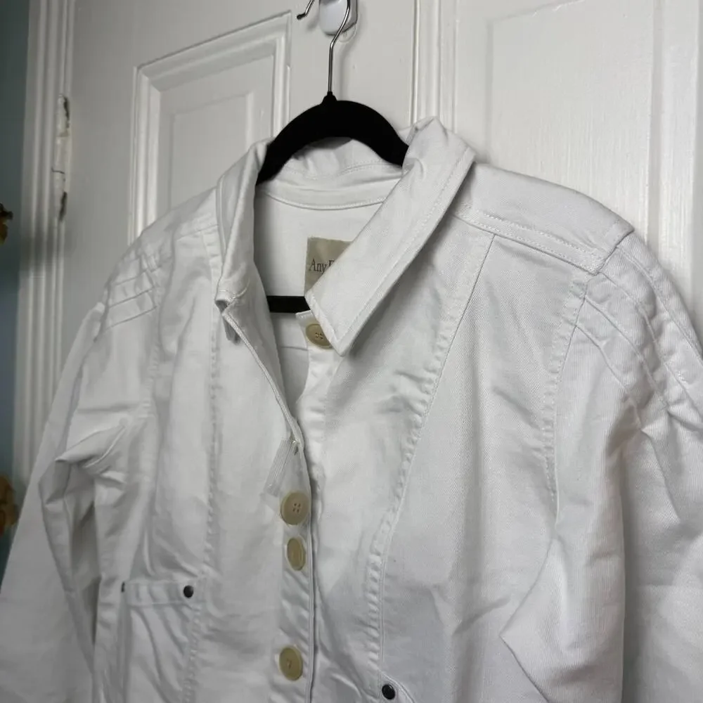 AnyBody White Twill Utility Jean Jacket Womens Small NWOT Spring Summer